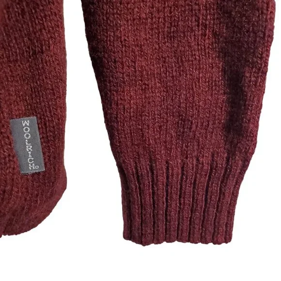 Woolrich Mens Sz M Sweater Red Rock Heather 100% Wool Ribbed Collar Quarter Zip - Picture 8 of 9